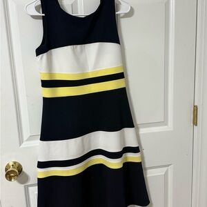 Tommy Hilfiger Navy and Yellow High Low Dress